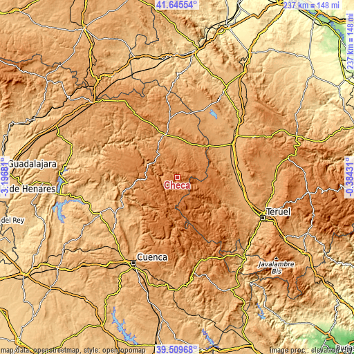 Topographic map of Checa