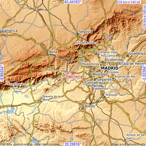 Topographic map of Chapinería