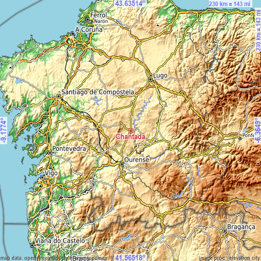 Topographic map of Chantada