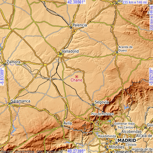 Topographic map of Chañe