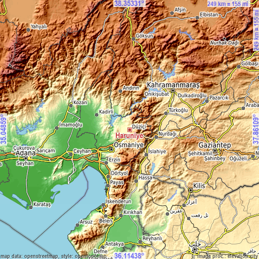 Topographic map of Haruniye