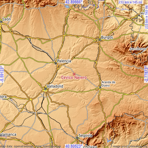 Topographic map of Cevico Navero