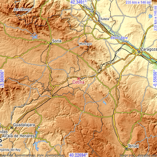 Topographic map of Cetina