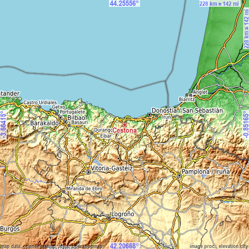 Topographic map of Zestoa