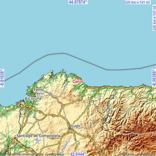 Topographic map of Cervo