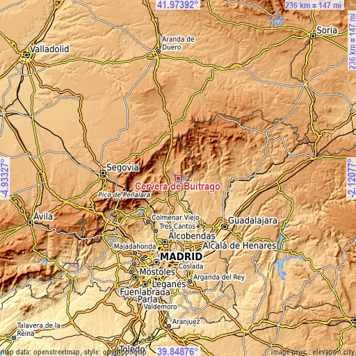 Topographic map of Cervera de Buitrago