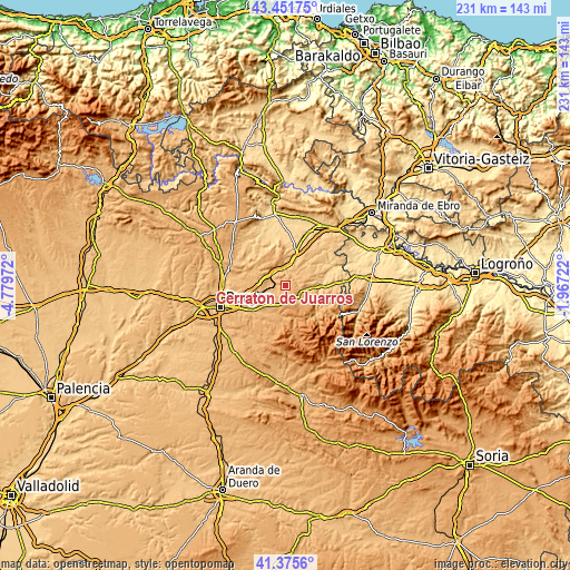 Topographic map of Cerratón de Juarros