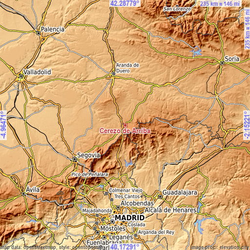 Topographic map of Cerezo de Arriba