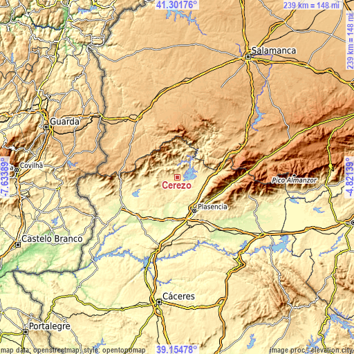 Topographic map of Cerezo