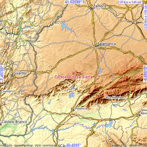 Topographic map of Cereceda de la Sierra