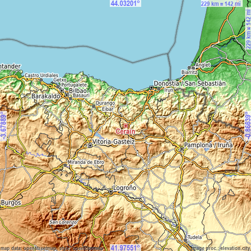 Topographic map of Zerain