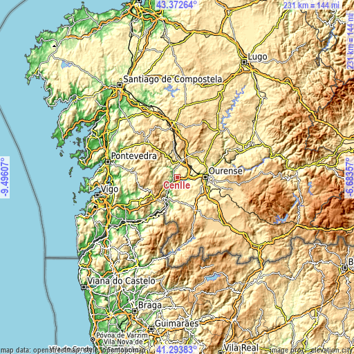 Topographic map of Cenlle