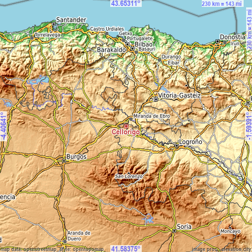 Topographic map of Cellorigo