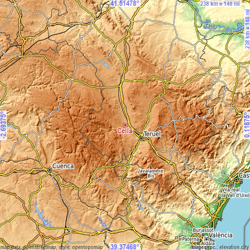 Topographic map of Cella