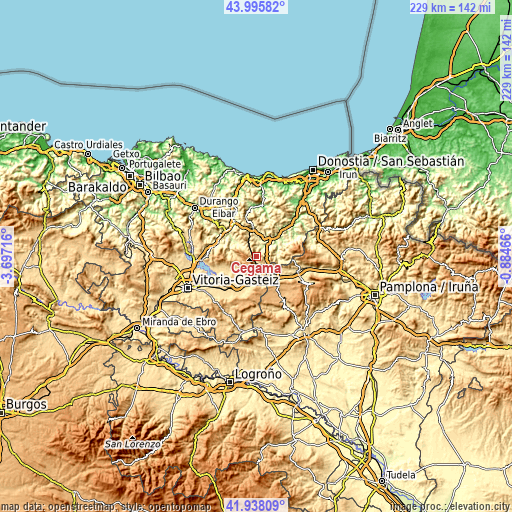 Topographic map of Zegama