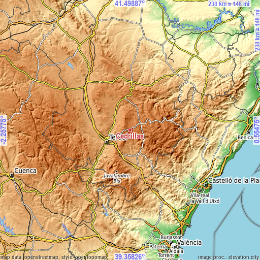 Topographic map of Cedrillas