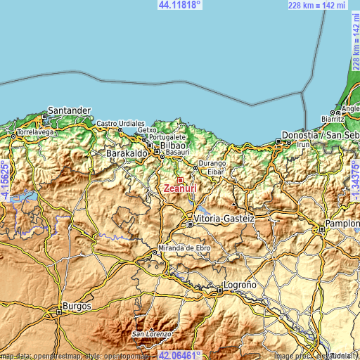 Topographic map of Zeanuri