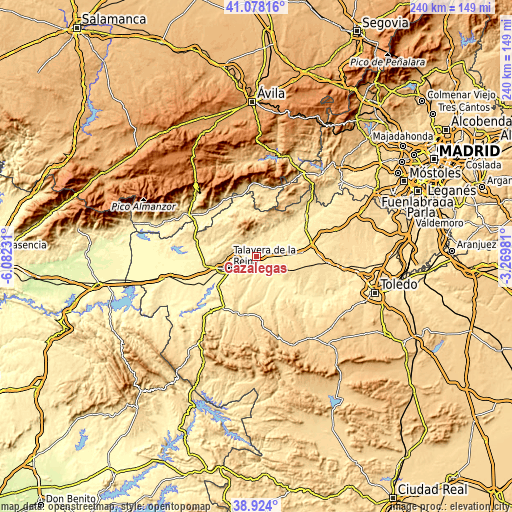 Topographic map of Cazalegas