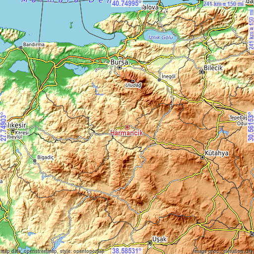 Topographic map of Harmancık