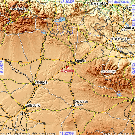 Topographic map of Cayuela