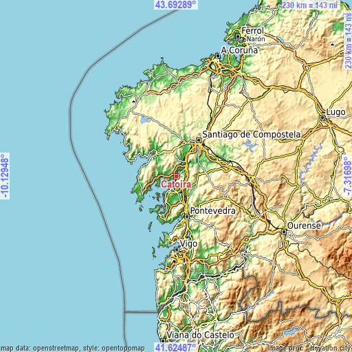 Topographic map of Catoira