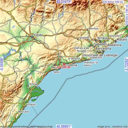 Topographic map of el Catllar
