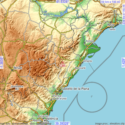 Topographic map of Catí