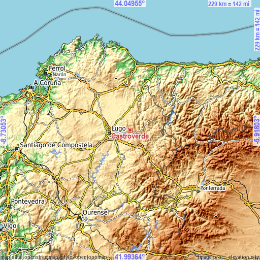 Topographic map of Castroverde