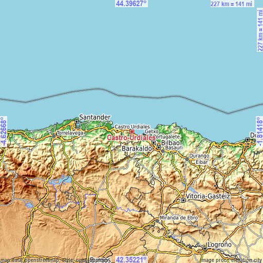 Topographic map of Castro-Urdiales