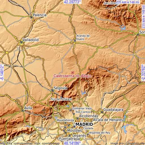 Topographic map of Castroserna de Abajo