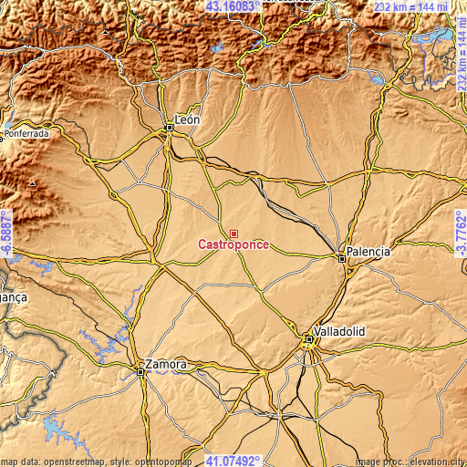 Topographic map of Castroponce