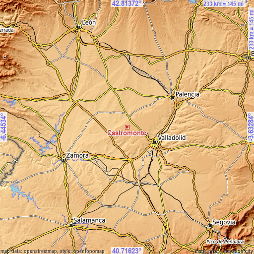 Topographic map of Castromonte