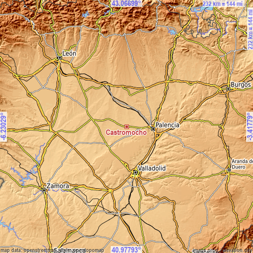 Topographic map of Castromocho