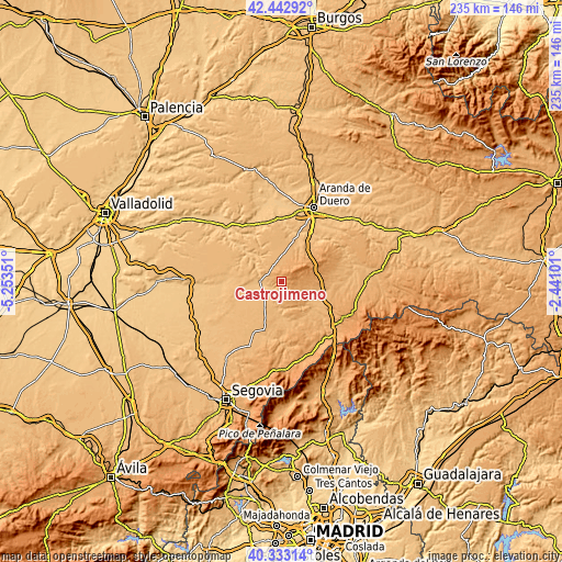 Topographic map of Castrojimeno