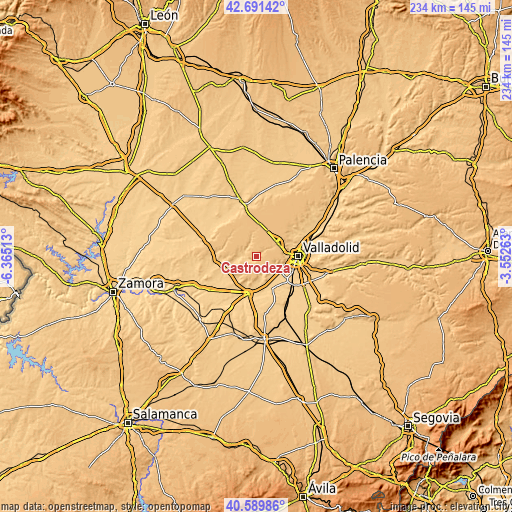 Topographic map of Castrodeza