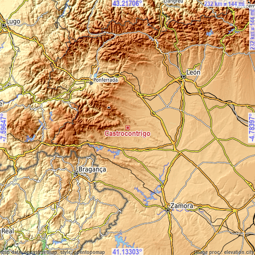 Topographic map of Castrocontrigo