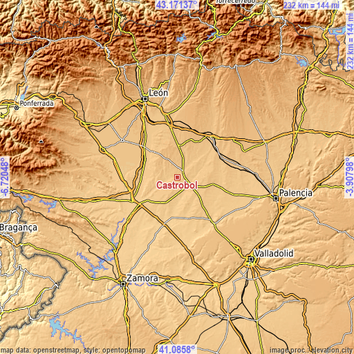 Topographic map of Castrobol