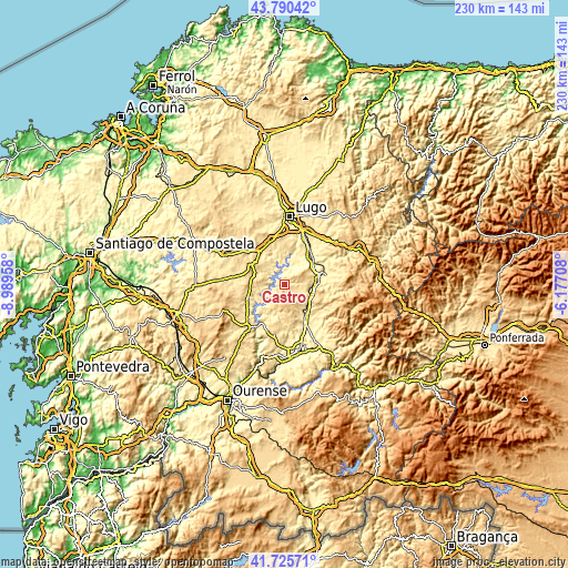 Topographic map of Castro