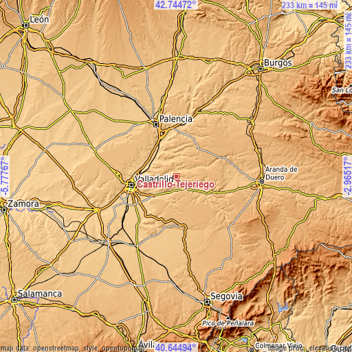 Topographic map of Castrillo-Tejeriego