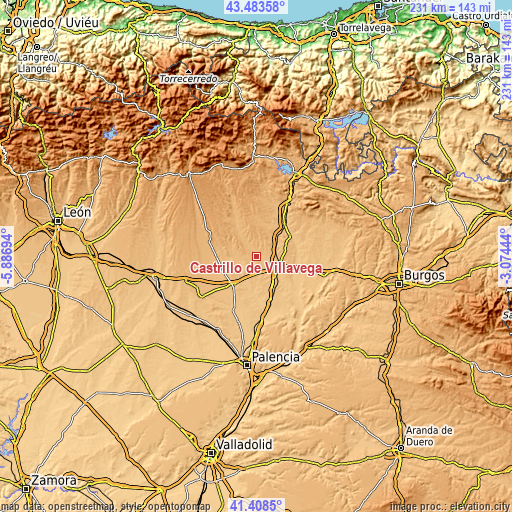 Topographic map of Castrillo de Villavega