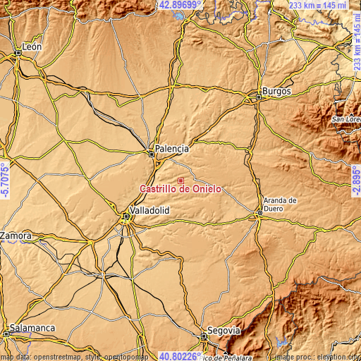 Topographic map of Castrillo de Onielo