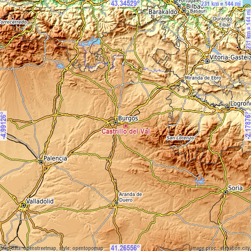 Topographic map of Castrillo del Val