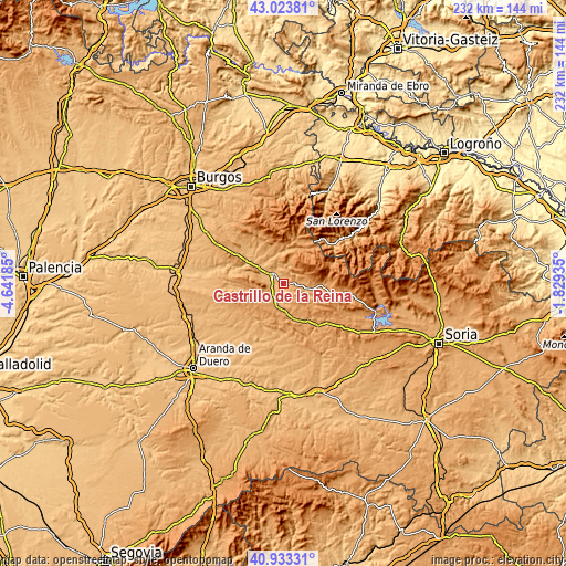 Topographic map of Castrillo de la Reina