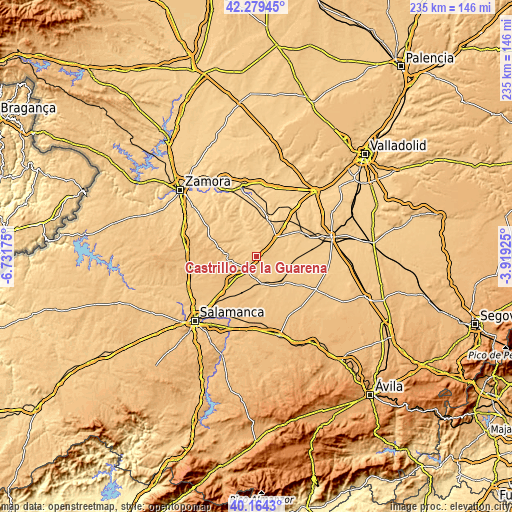 Topographic map of Castrillo de la Guareña