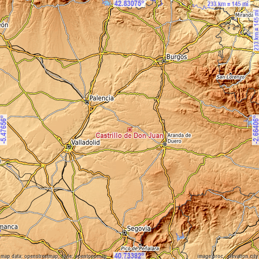 Topographic map of Castrillo de Don Juan