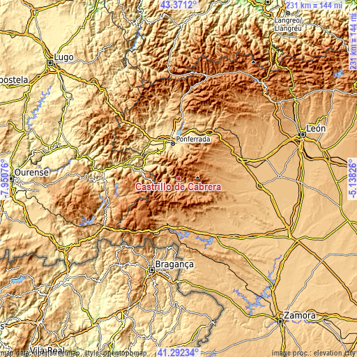 Topographic map of Castrillo de Cabrera