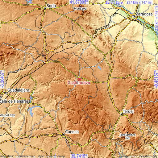 Topographic map of Castilnuevo