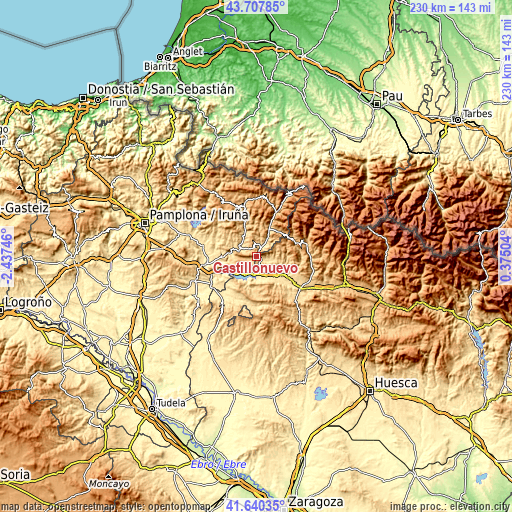 Topographic map of Castillonuevo