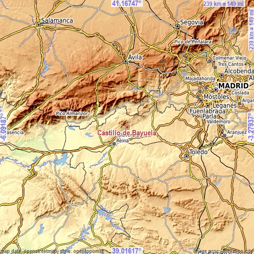 Topographic map of Castillo de Bayuela