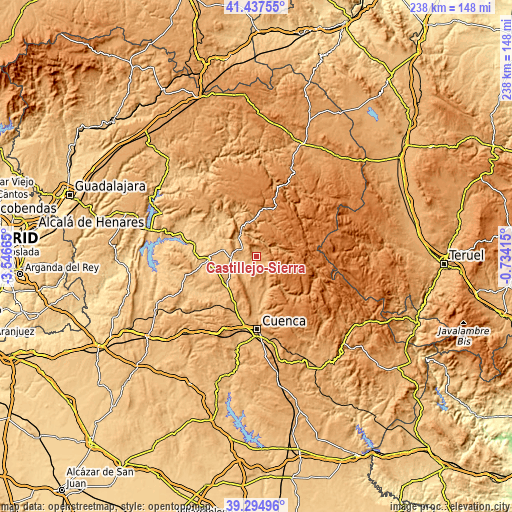 Topographic map of Castillejo-Sierra